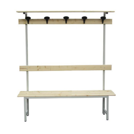 Panca da spogliatoio lunga 150 cm con spalliera appendiabiti