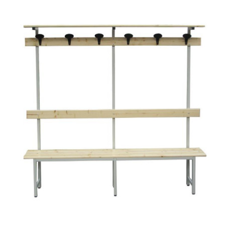 Panca da spogliatoio lunga 200 cm con spalliera appendiabiti